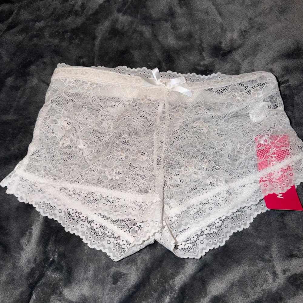 White Lace sheer shorts